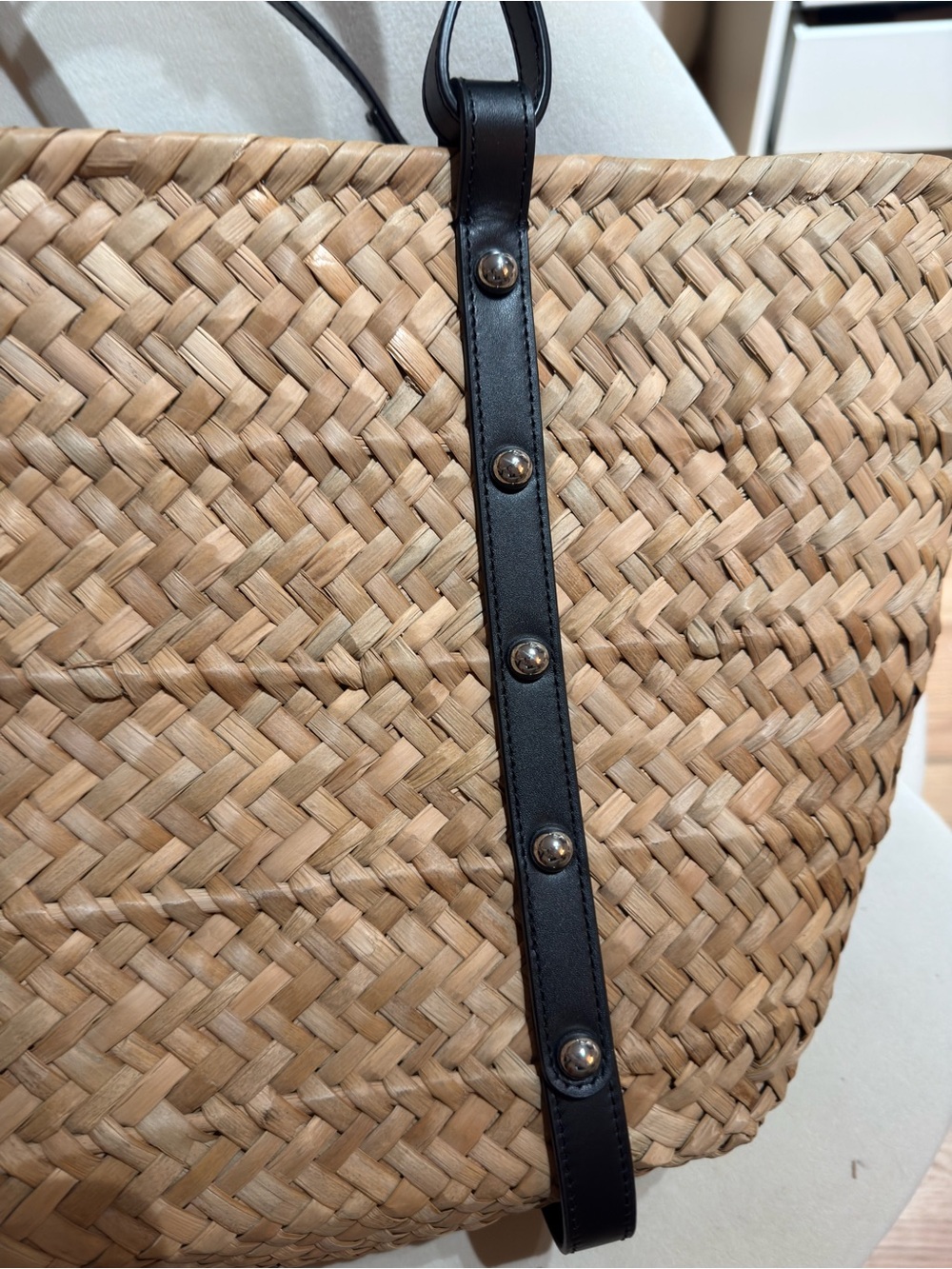 NEW - never used - Rebecca Minkoff Natural Straw Tote with Black Leather Trim - Picture 9 of 12